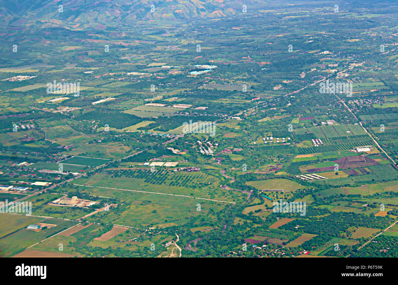 Photo aérienne d'une ferme écologique, vue aérienne Banque D'Images
