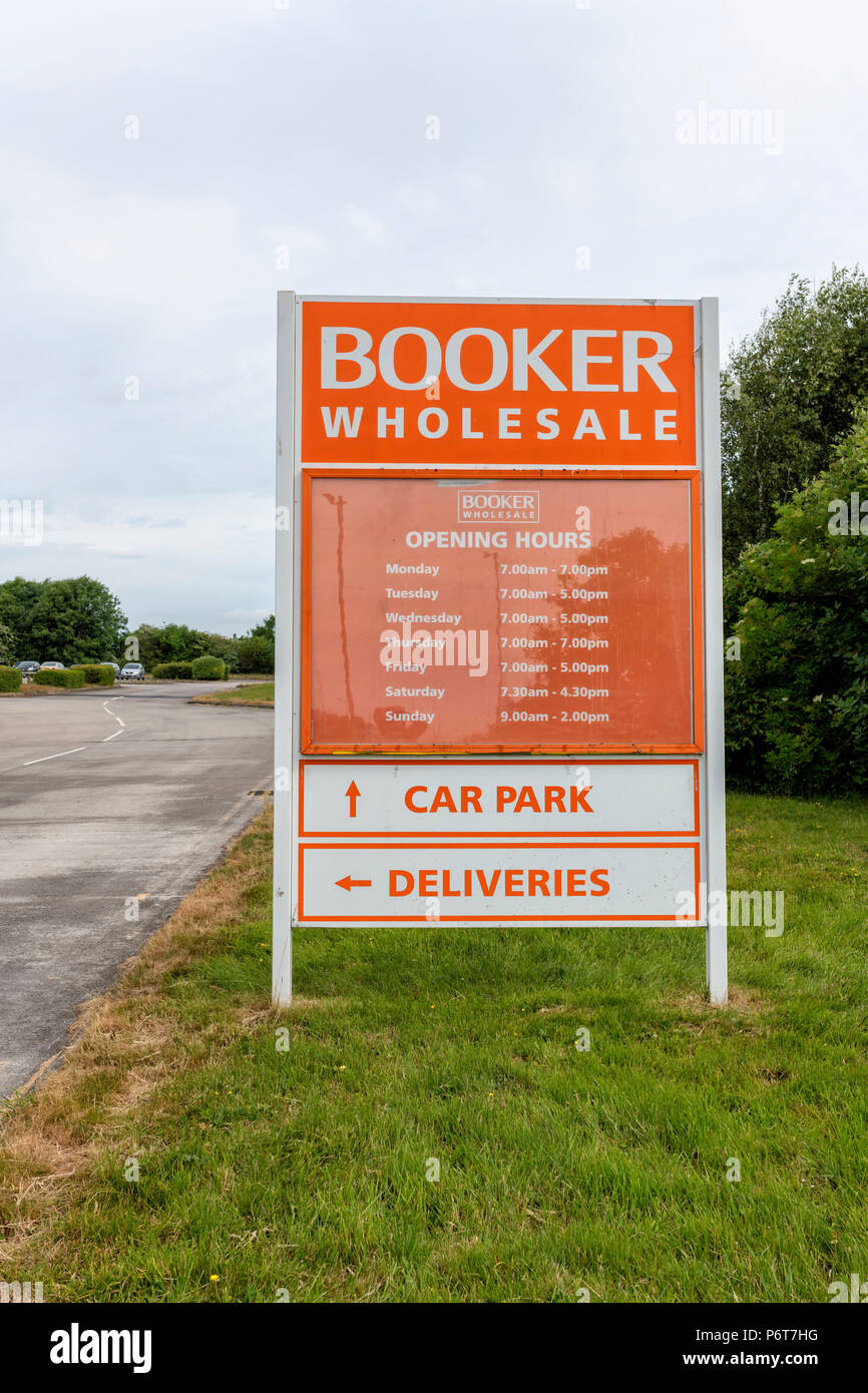 Panneau à l'entrée d'un entrepôt appartenant à Booker Wholsesale Banque D'Images