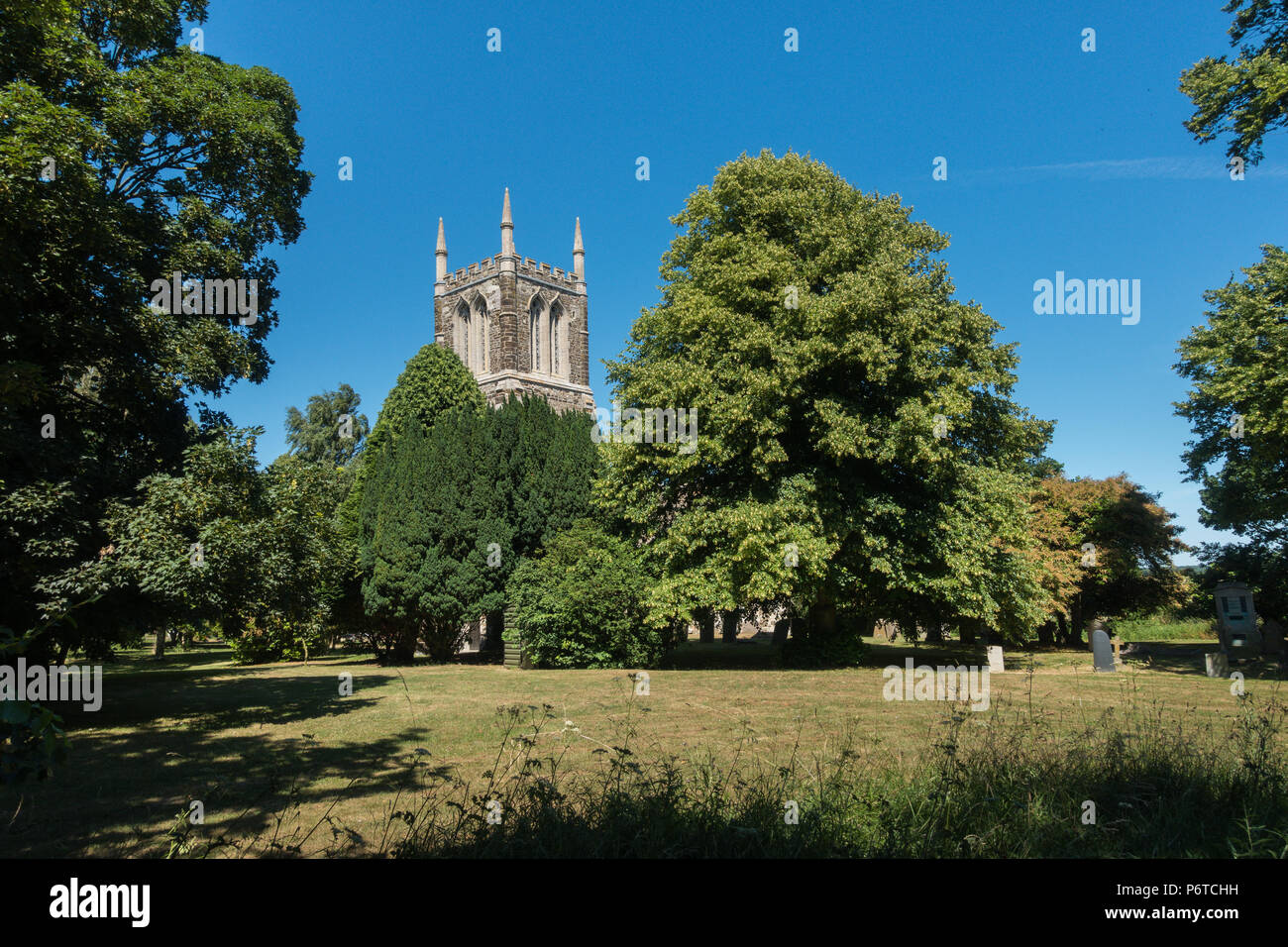 L'église de St Jean Baptiste à Hatley Cockayne Bedfordshire, treizième siècle. Église typiquement anglais dans un environnement bucolique. Banque D'Images