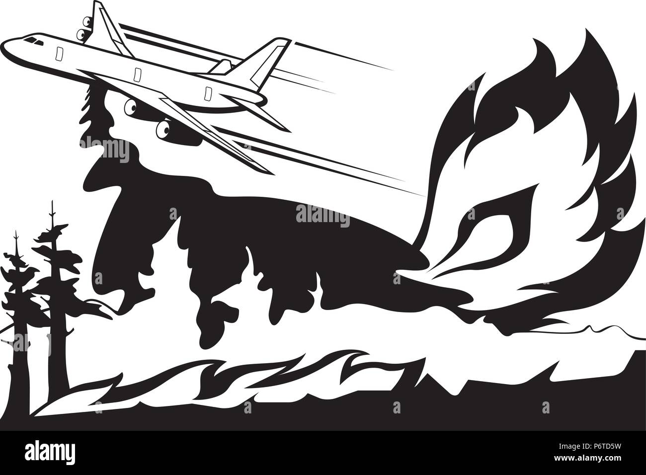 L'avion de lutte contre les incendies de forêt s'éteint - vector illustration Illustration de Vecteur