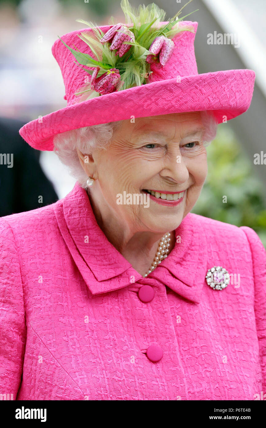 Royal Ascot, Portrait de la reine Elizabeth II. Banque D'Images