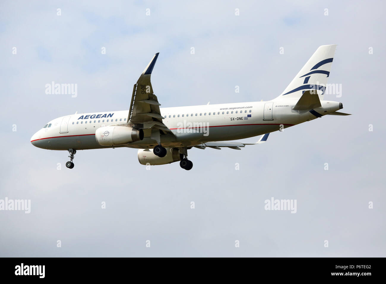 Langenhagen, Allemagne, l'A320 de la compagnie aérienne Aegean Airlines Banque D'Images
