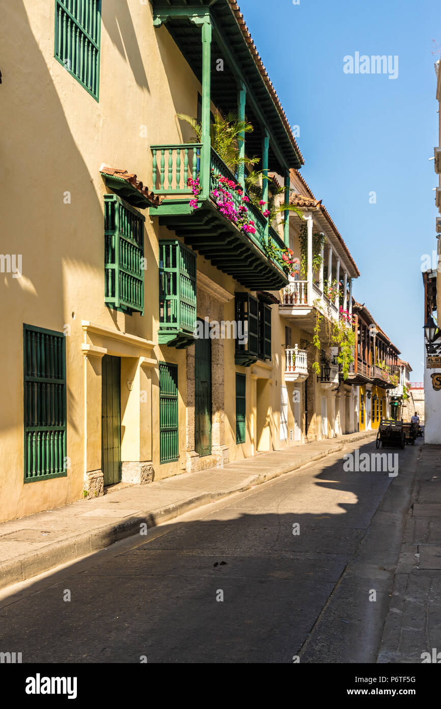 Une vue typique de Carthagène en Colombie. Banque D'Images