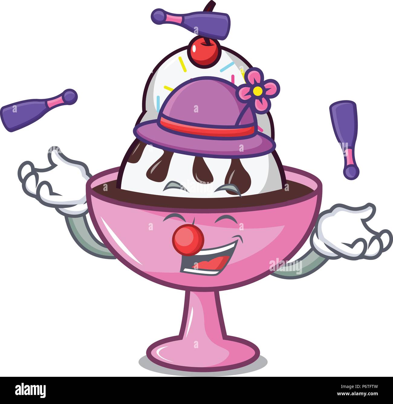 Juggling sundae mascot cartoon Illustration de Vecteur