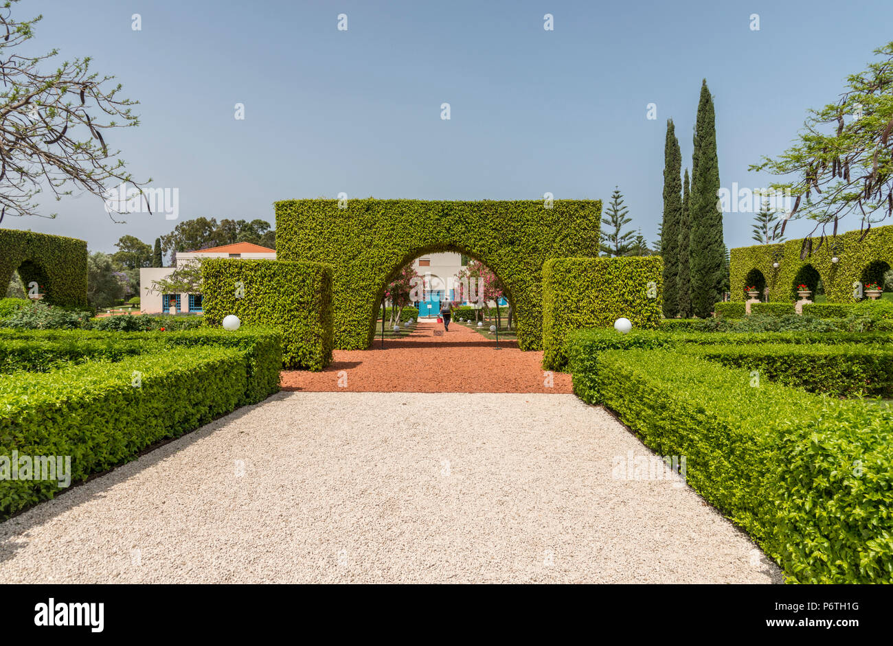 Acre, Israël - 10 mai 2018 : Jardins de Bahai à Acre, Israël Banque D'Images