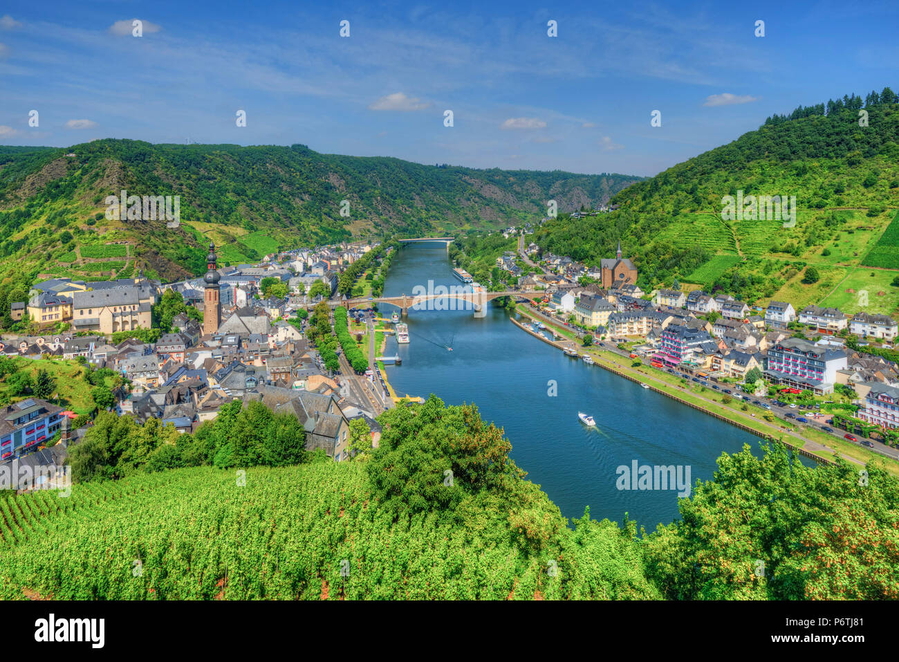 Vu de Cochem Reichsburg, Rhénanie-Palatinat, Allemagne Banque D'Images