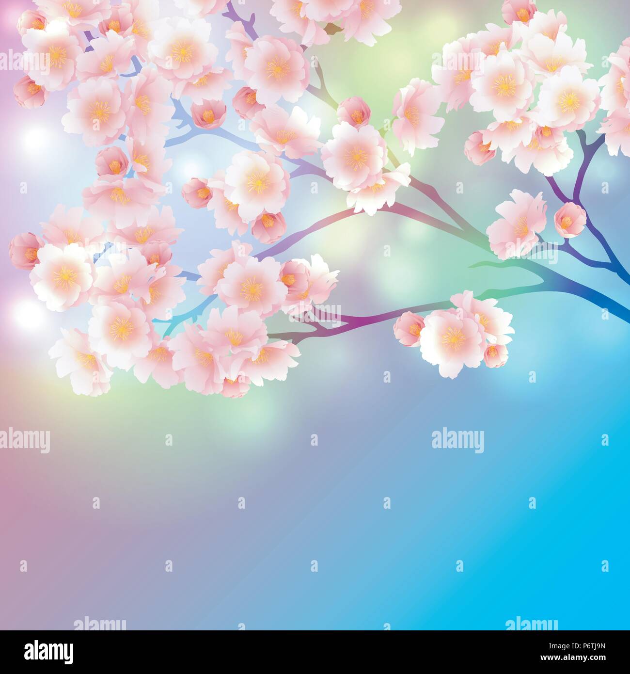 Illustration avec la direction générale de la nature fleurs de Sakura rose des fleurs. Le modèle de vecteur gradient background dynamique Illustration de Vecteur