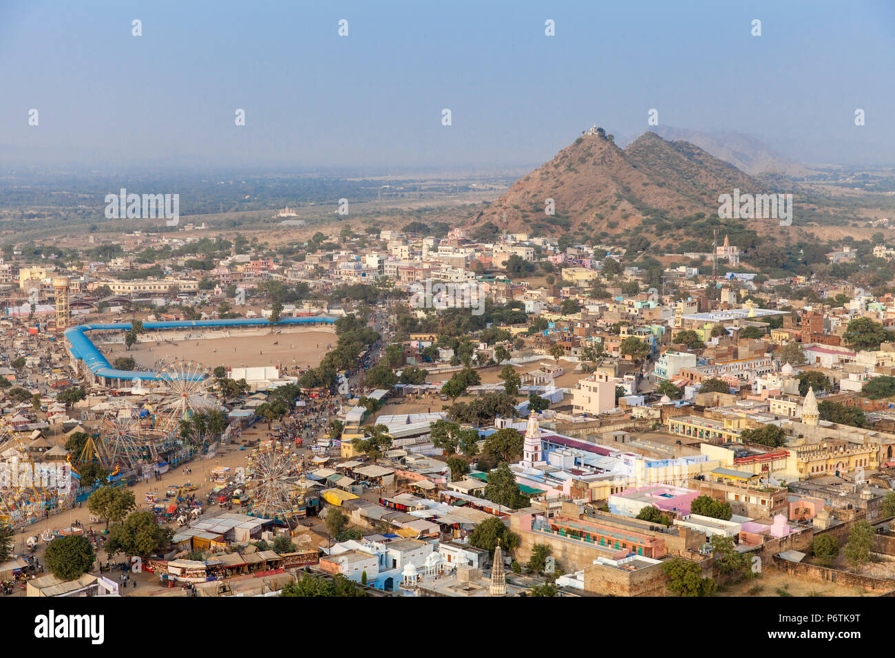 L'Inde, Rajasthan., Pushkar, vue aérienne de Pushkar Camel Fair Banque D'Images