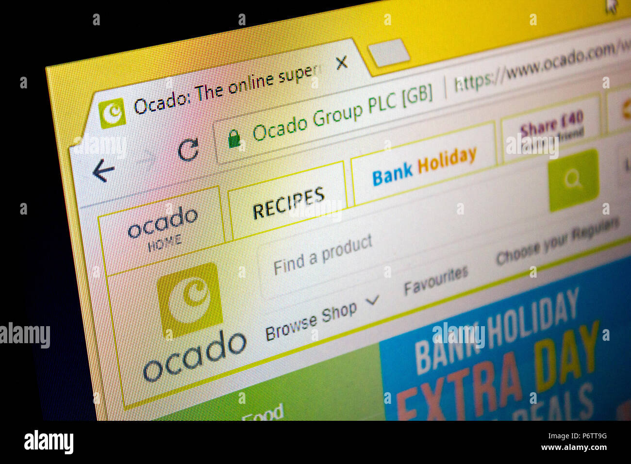 Site Web, Ocado, supermarché en ligne Banque D'Images
