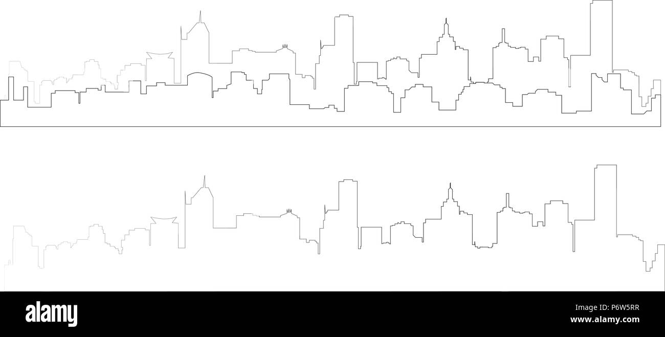 Silhouette de ville en noir et gris de l'interprétation Illustration de Vecteur