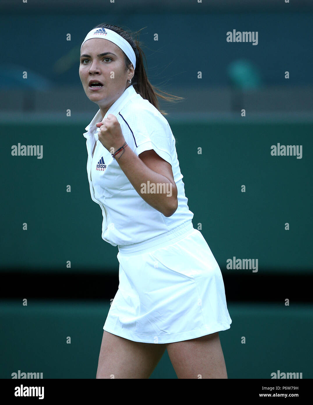 Elena-Gabriela Ruse réagit le premier jour du tournoi de Wimbledon à l'All  England Lawn Tennis et croquet Club, Wimbledon. ASSOCIATION DE PRESSE  Photo. Photo date : lundi 2 juillet 2018. Voir l'histoire