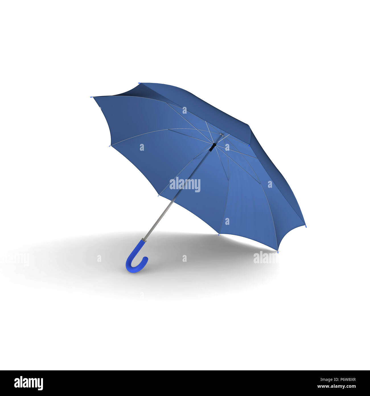 Parapluie bleu isolé sur fond blanc Banque D'Images