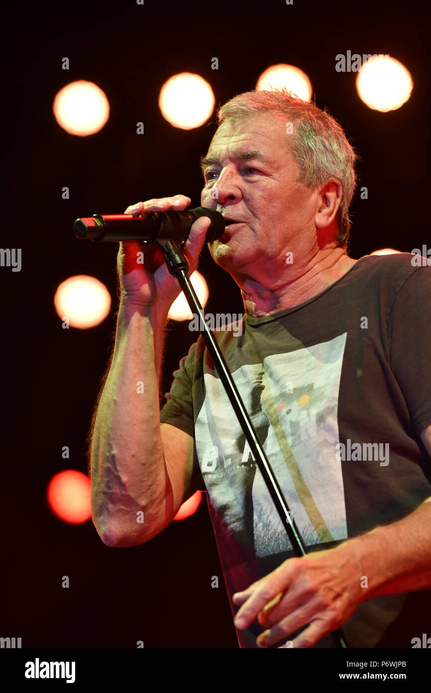 Brno, République tchèque. 07 juillet, 2018. Chanteur Ian Gillan exécute pendant un concert de musique britannique band Deep Purple, à Brno, en République tchèque, le 2 juillet 2018. Photo : CTK Vaclav Salek/Photo/Alamy Live News Banque D'Images