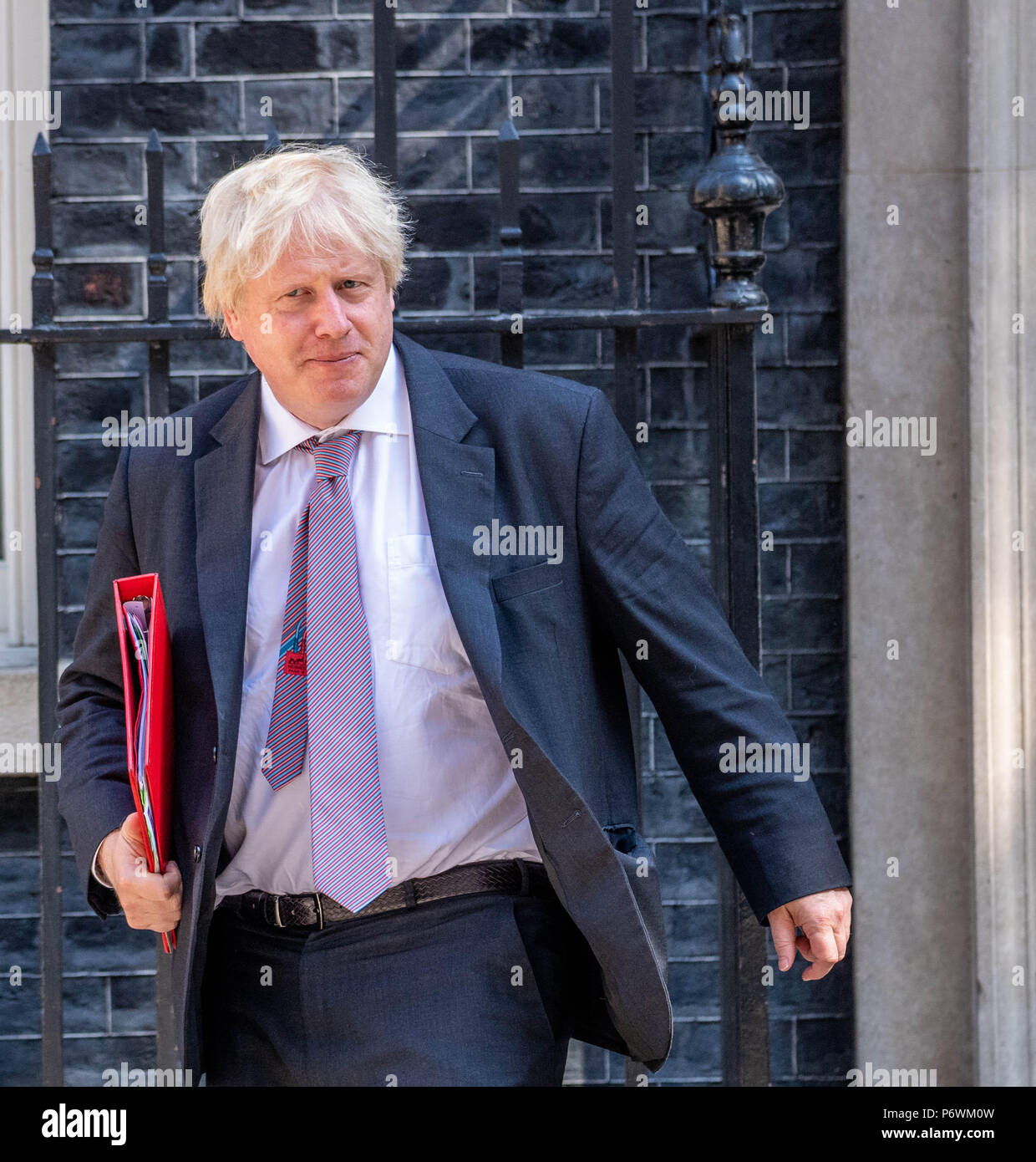 Londres, Royaume-Uni. 3 juillet, 2018. Boris Johnson MP PC, Secrétaire aux affaires étrangères, feuilles , réunion du Cabinet au 10 Downing Street, London Credit Ian Davidson/Alamy Live News Banque D'Images