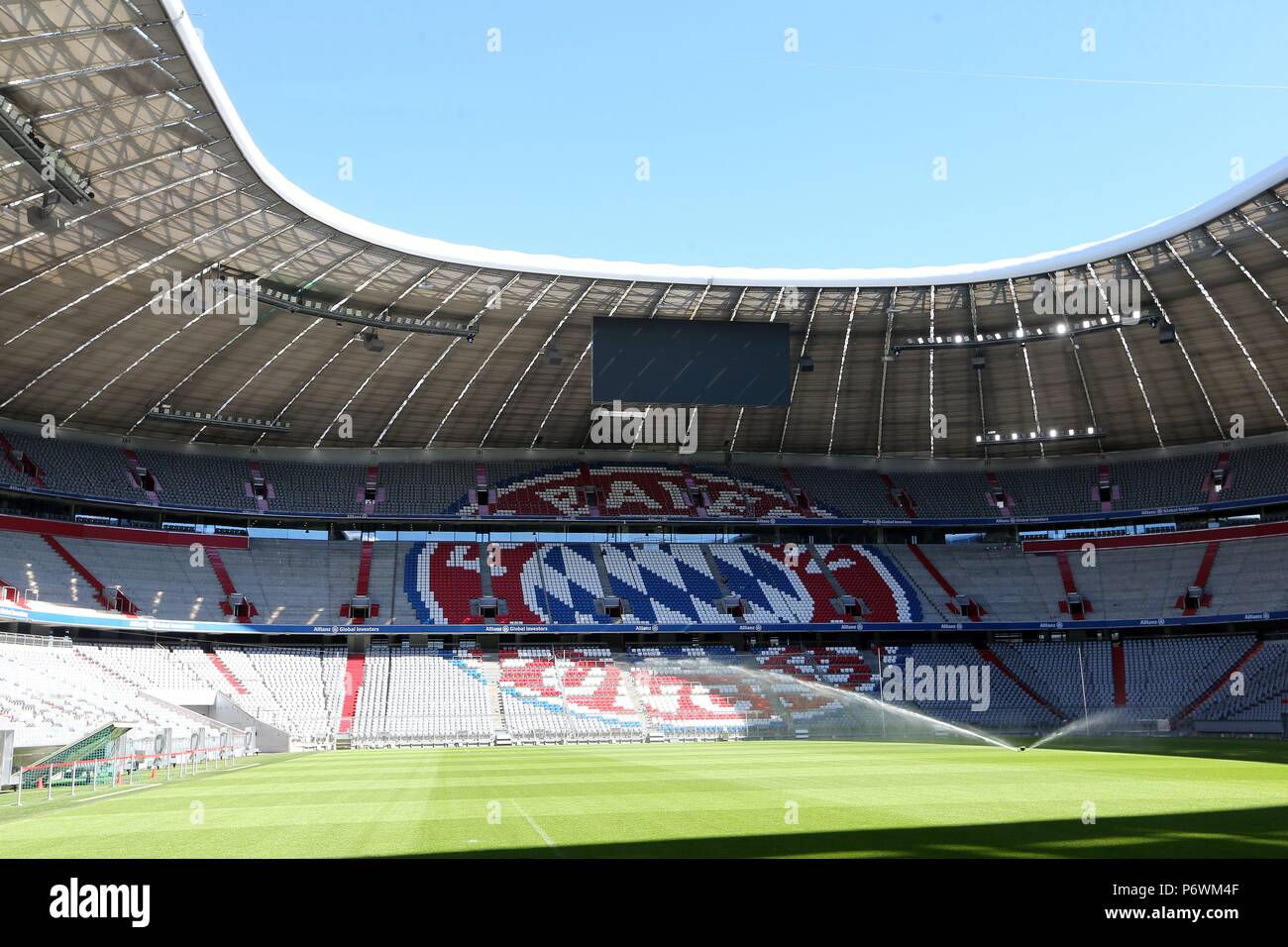 Firo : 02.07.2018, Fuvuball, 1.Bundesliga, la saison 2018/2019, kick-off conférence de presse FC Bayern Munich, rénovation du stade pendant les vacances d'été, le stade, la reconstruction dans le monde d'utilisation | Banque D'Images