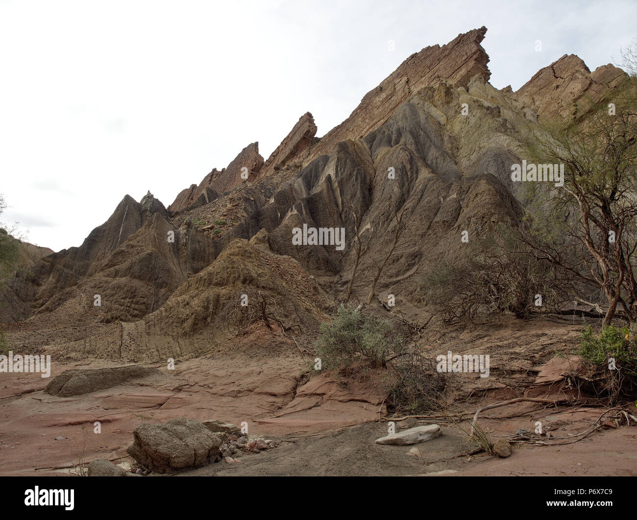 Rainbow Canyon dans le Parc national Talampaya, situé dans la province de La Rioja, en Argentine. Ce parc a été désigné site du patrimoine mondial de l'UNESCO en 2000. Banque D'Images