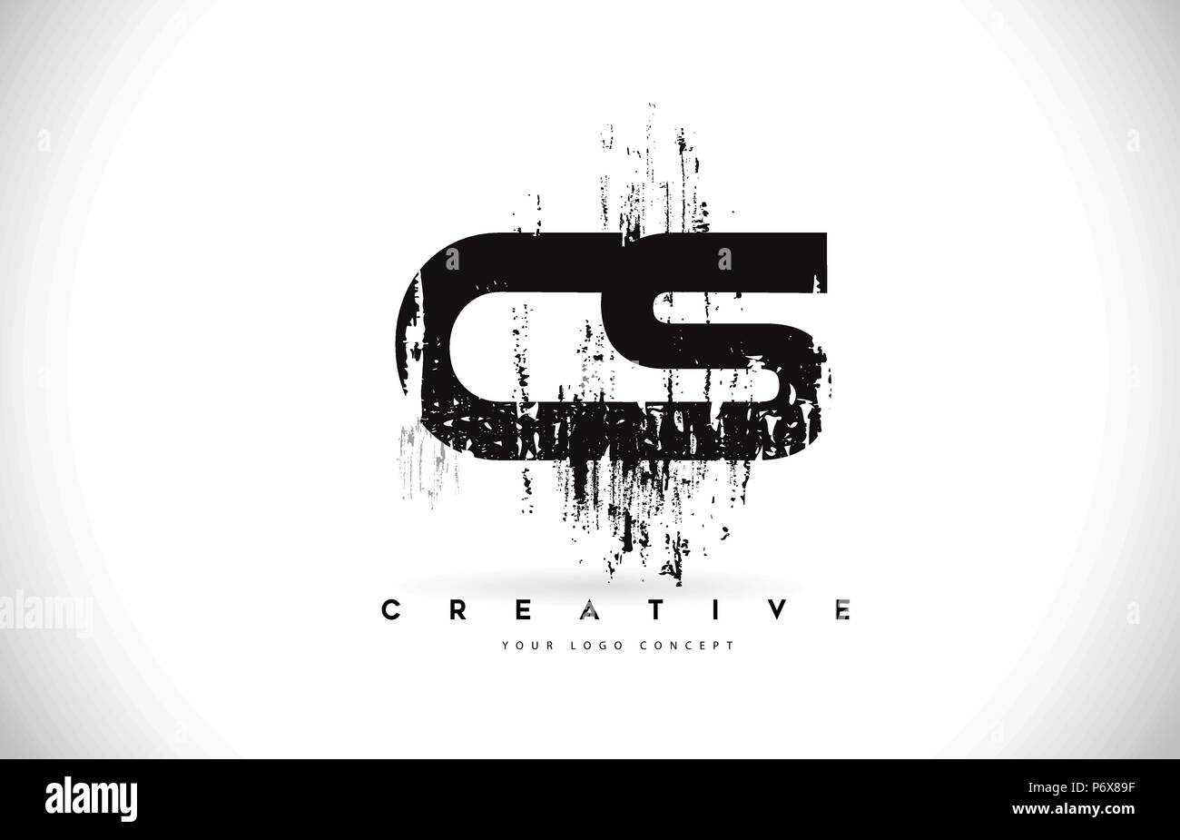CS C S Grunge Brush Lettre Logo Design en noir Couleurs. Lettres Pinceau créatif Vector Illustration. Illustration de Vecteur