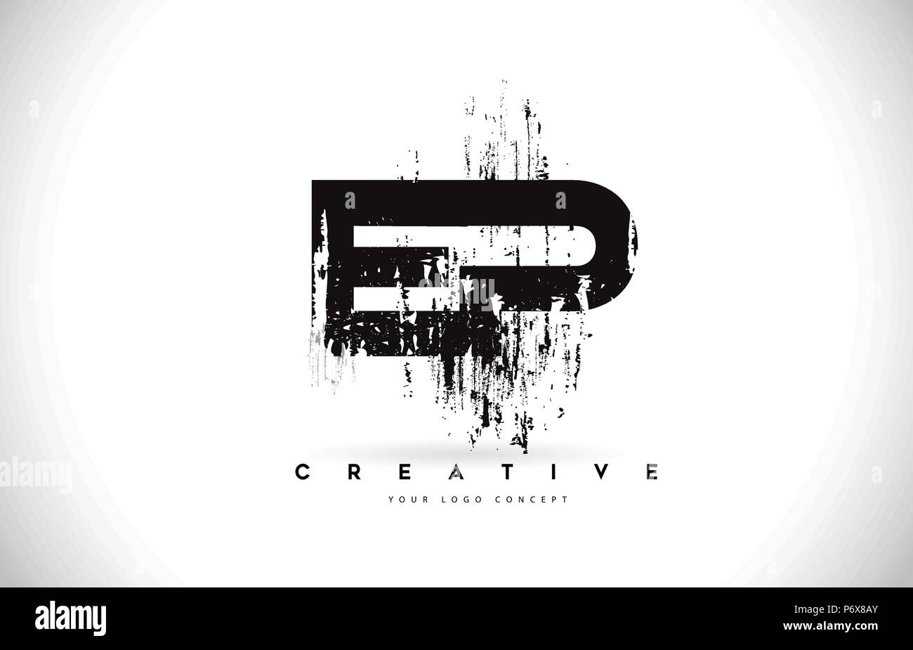 EP E P Grunge Brush Lettre Logo Design en noir Couleurs. Lettres Pinceau créatif Vector Illustration. Illustration de Vecteur