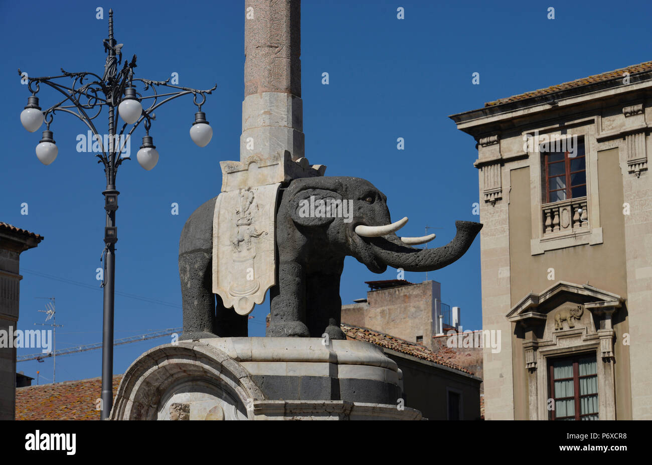 Elefantenbrunnen, Piazza Duomo, Catania, sicilia, Italie Banque D'Images