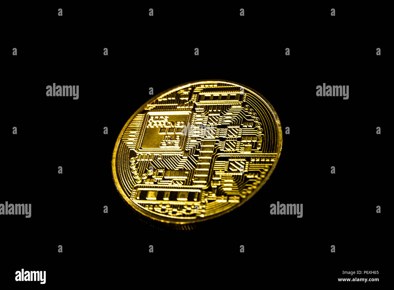 Close up Bitcoin. Peu physique de monnaie. La monnaie numérique Banque D'Images