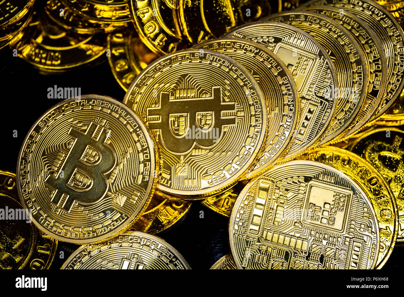 Close up Bitcoin. Peu physique de monnaie. La monnaie numérique Banque D'Images