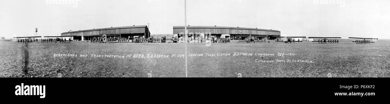 1er Aero Suqadron Fort Sam Houston 1916. Banque D'Images