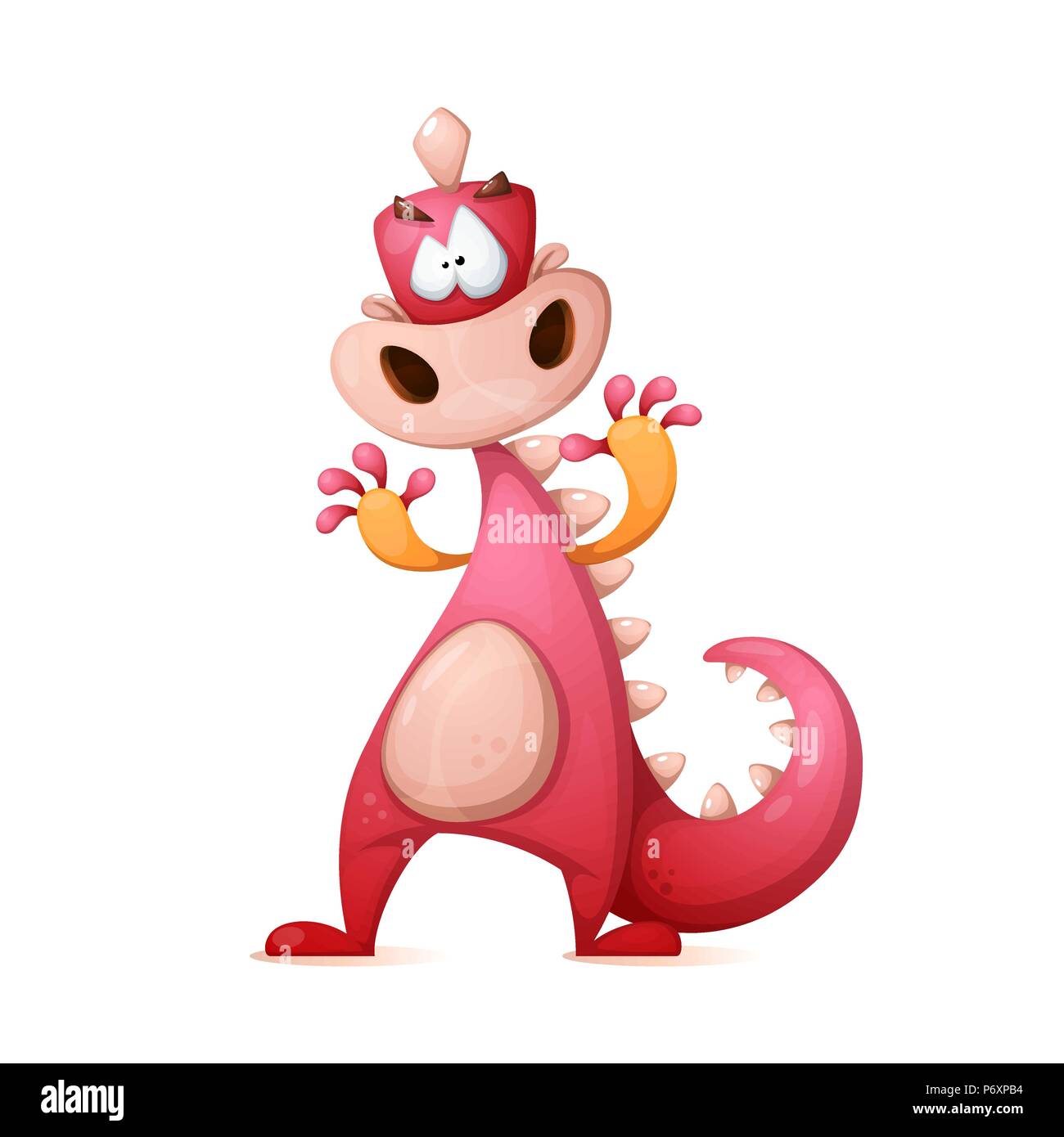 Cute, funny, crazy personnage de dinosaure. Illustration de Vecteur