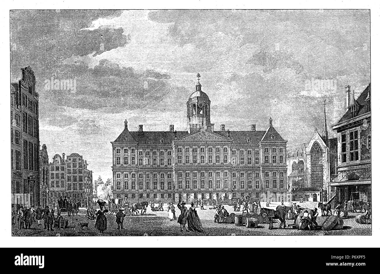 Hôtel de ville (aujourd'hui Château Royal) à Amsterdam au 17ème siècle. Après une gravure sur cuivre par Reinier, Binteles Banque D'Images