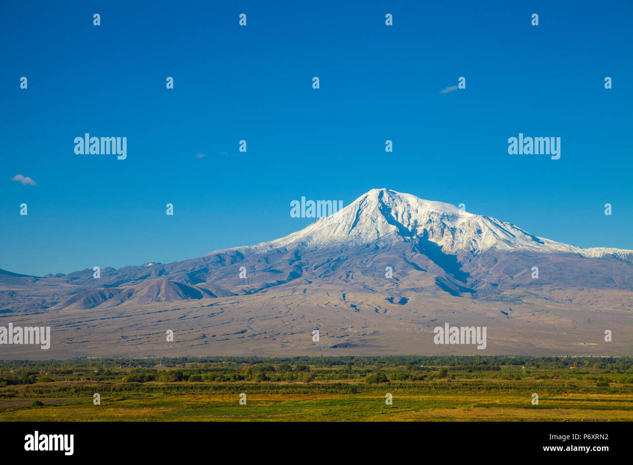 L'Arménie, Erevan, plaine de l'Ararat, le mont Ararat vue de Khor Virap Banque D'Images