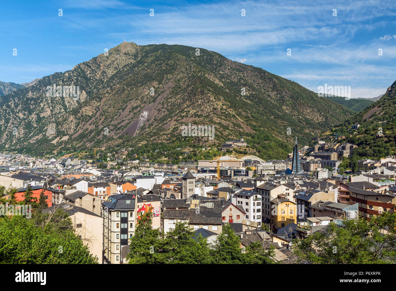 City skyline, Andorra La Vella, Andorre Banque D'Images