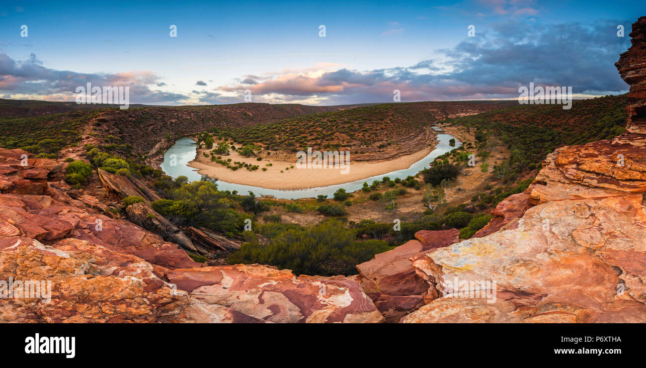 Parc national de Kalbarri, Kalbarri, Australie occidentale, Australie. La boucle de la Murchison River Gorge at Nature's Window. Banque D'Images