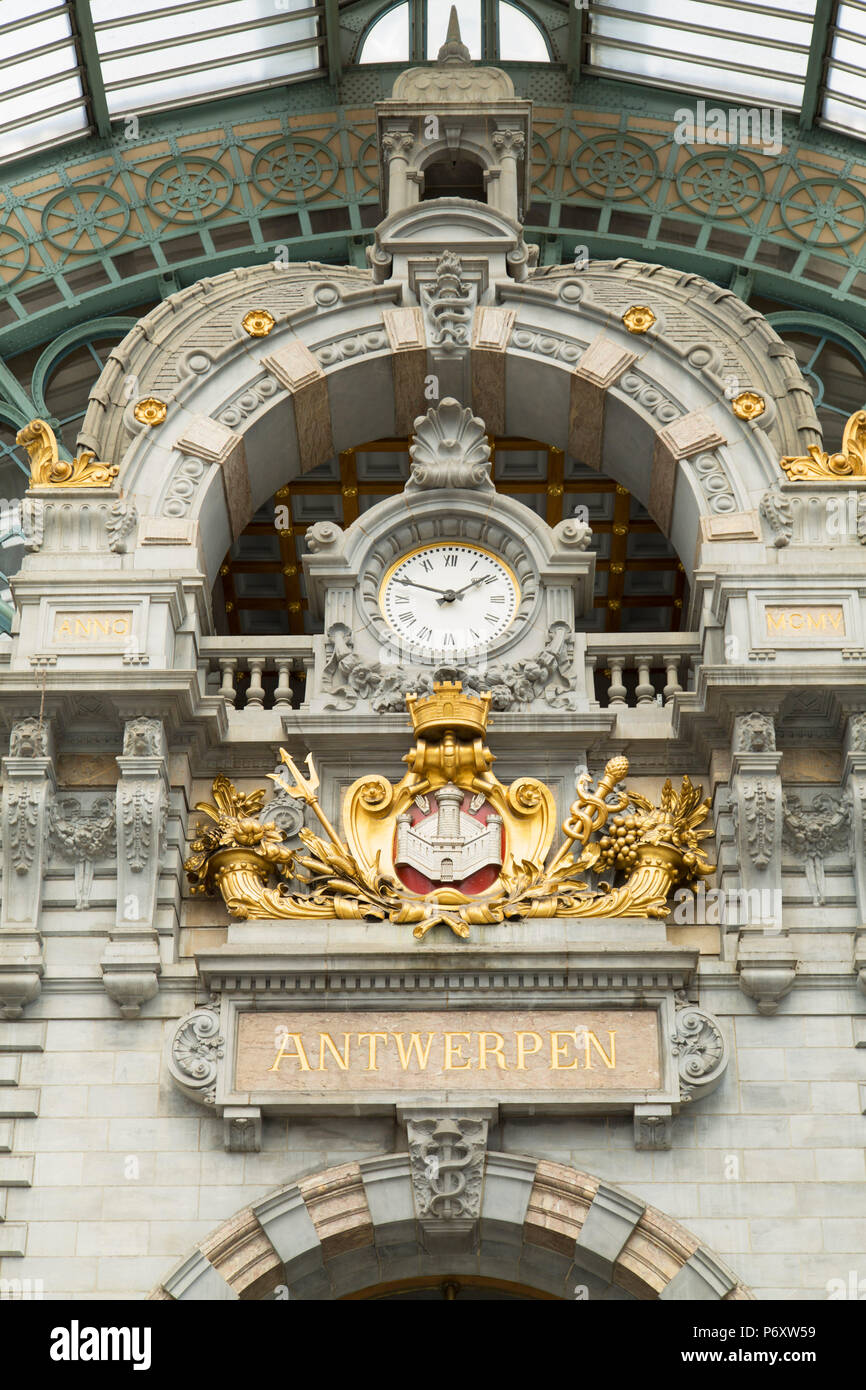 La gare centrale d'Anvers, Anvers, Flandre orientale, Belgique Banque D'Images
