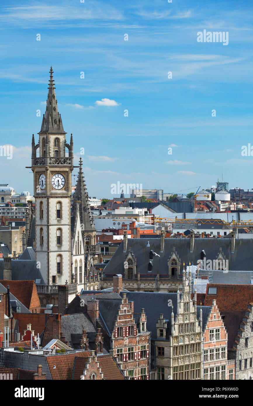 Voir l'hôtel de ville et centre historique, Gand, Flandre orientale, Belgique Banque D'Images