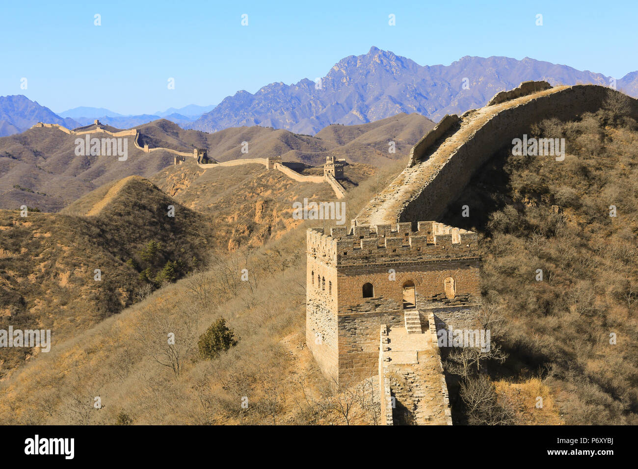 La Grande Muraille à Jinshanling, 130 km de Beijing, Chine. Banque D'Images