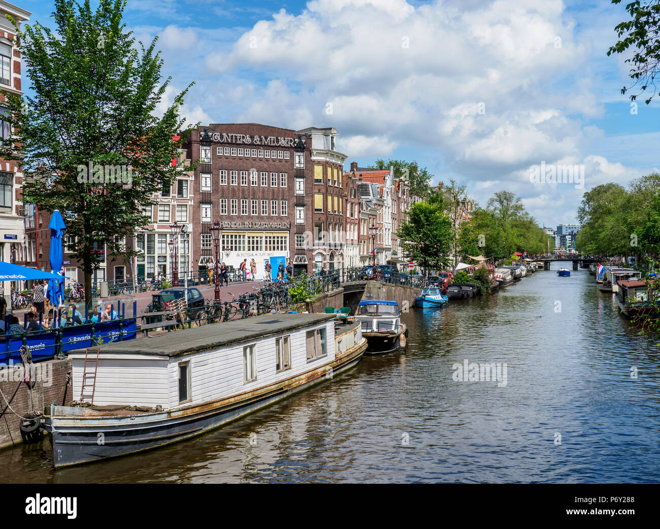 Canal Prinsengracht, Amsterdam, Hollande du Nord, Pays-Bas Banque D'Images