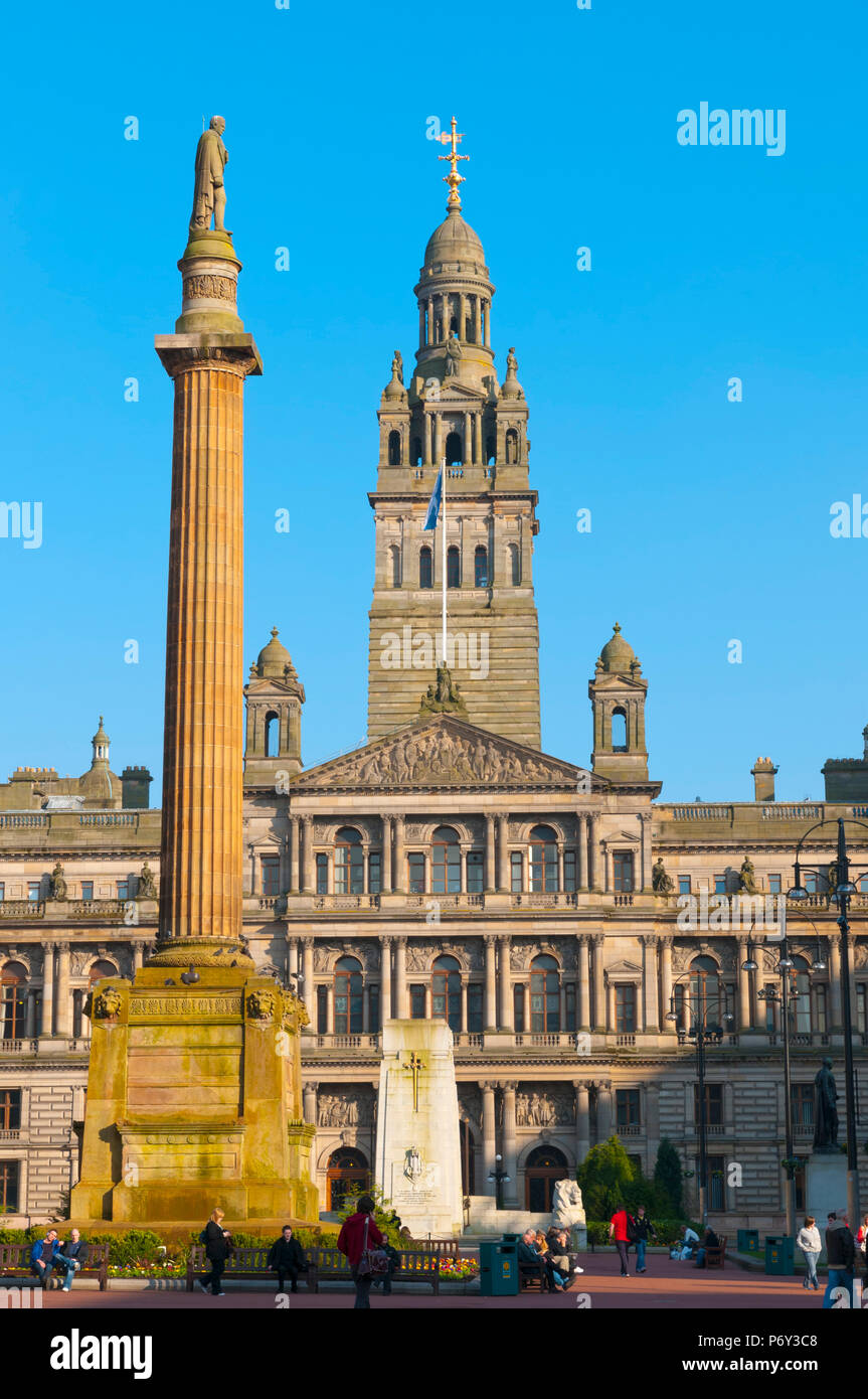 Royaume-uni, Ecosse, Glasgow, George Square, Glasgow City Chambers Banque D'Images