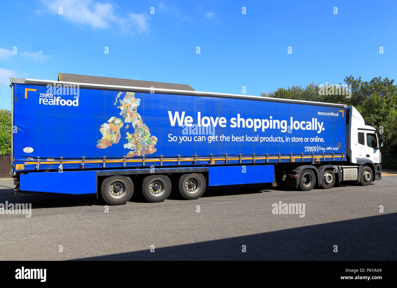 Camion de livraison de Tesco, camion, transporteur, England, UK Banque D'Images