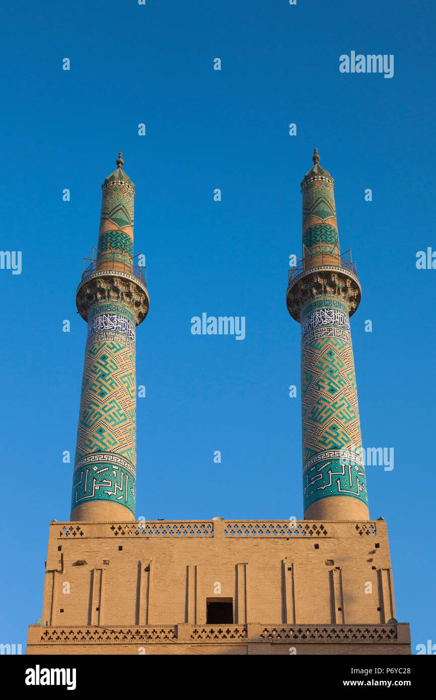 L'Iran, au centre de l'Iran, Yazd, la Mosquée Jameh, carrelage Banque D'Images