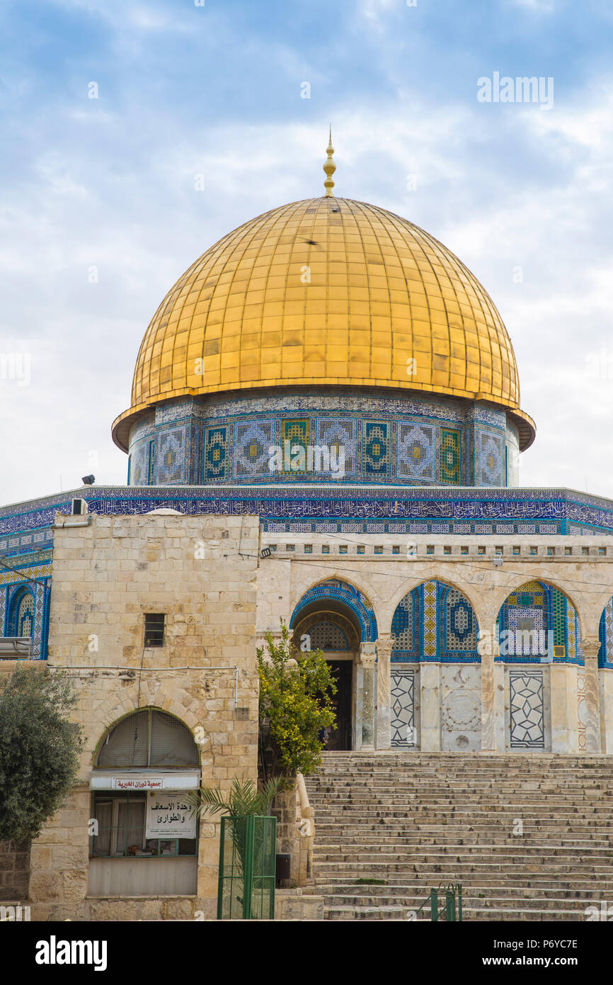 Israël, Jérusalem, le Mont du Temple, Dôme du Rocher Banque D'Images