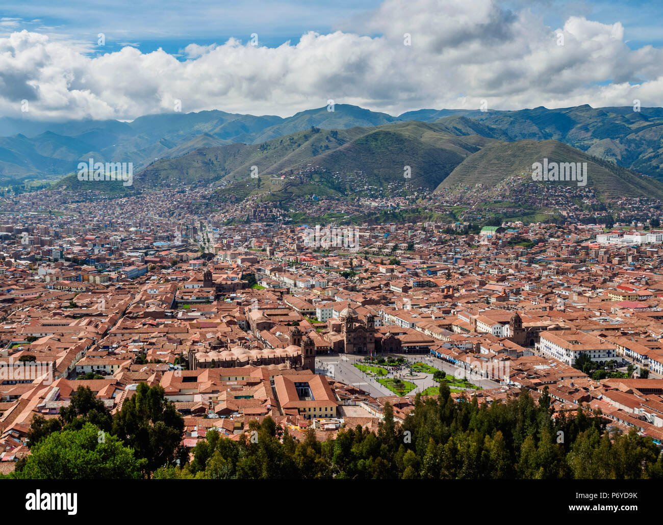 Vieille Ville, elevated view, Cusco, Pérou Banque D'Images