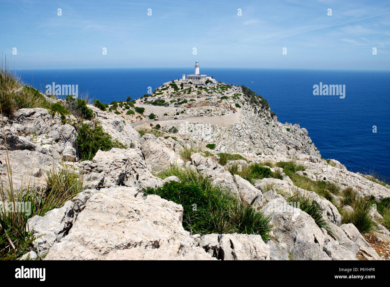 Phare Cap Formentor, Seascape, Serra de Tramuntana, à Majorque Espagne patrimoine de l'UNESCO Banque D'Images