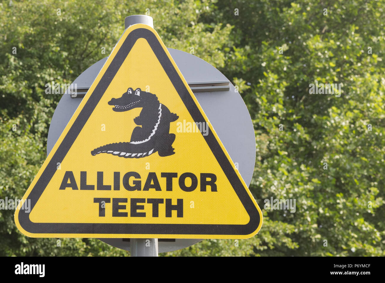 Dents d'Alligator warning sign Banque D'Images Dents d'Alligator warning sign Banque D'Images