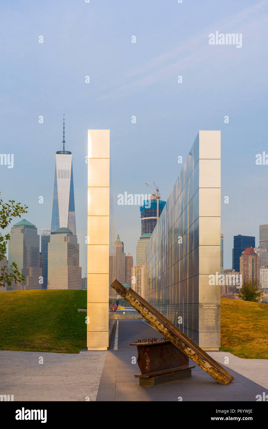 Un ciel vide 9/11 memorial en Libery State Park, New York, USA Banque D'Images