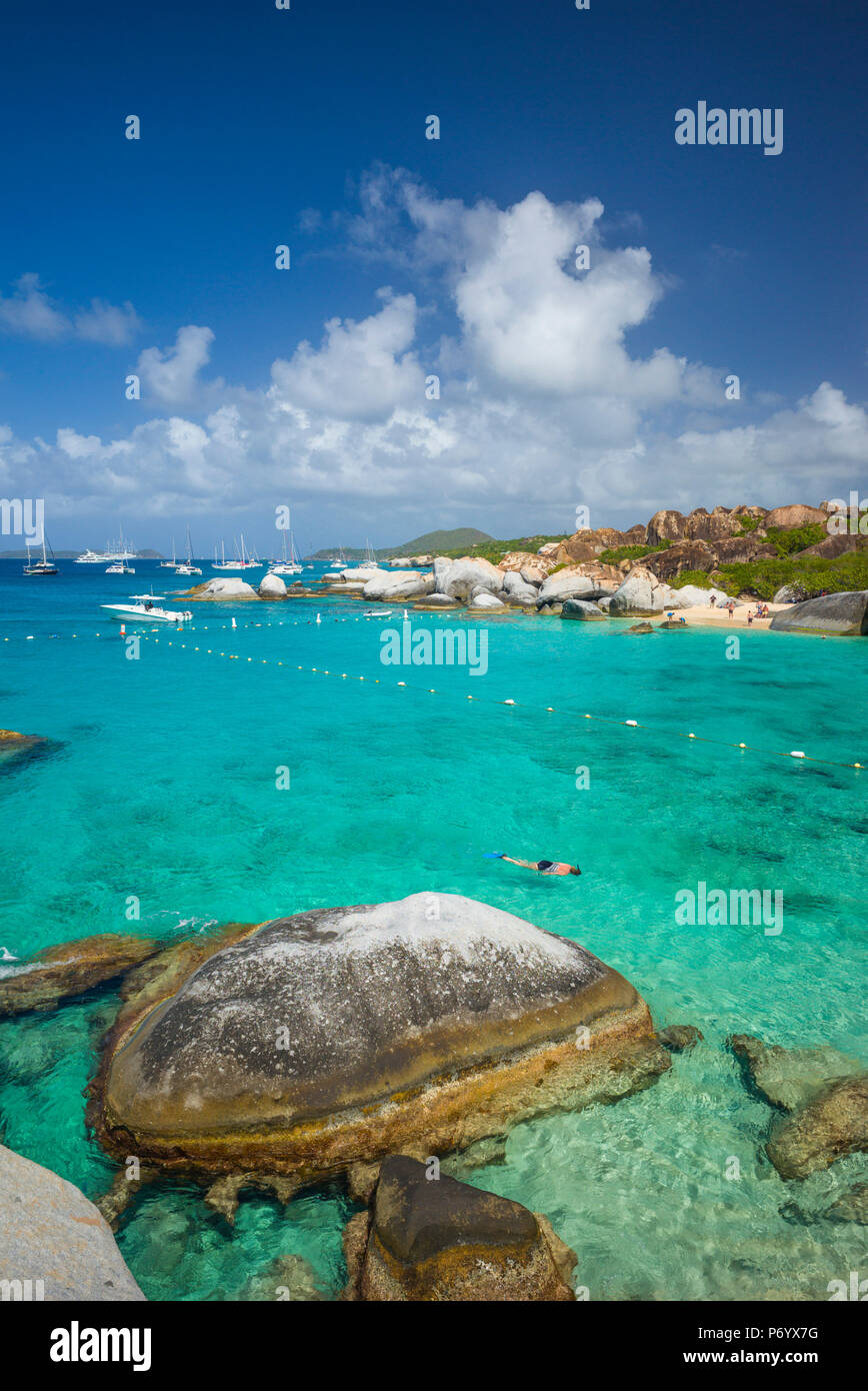 Îles Vierges britanniques, Virgin Gorda, les bains, vue sur la plage Banque D'Images