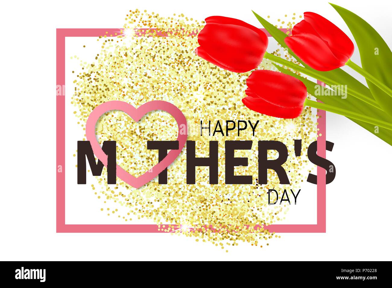 Heureuse Fête des mères, carte de souhaits avec des tulipes. Vector illustration. Illustration de Vecteur