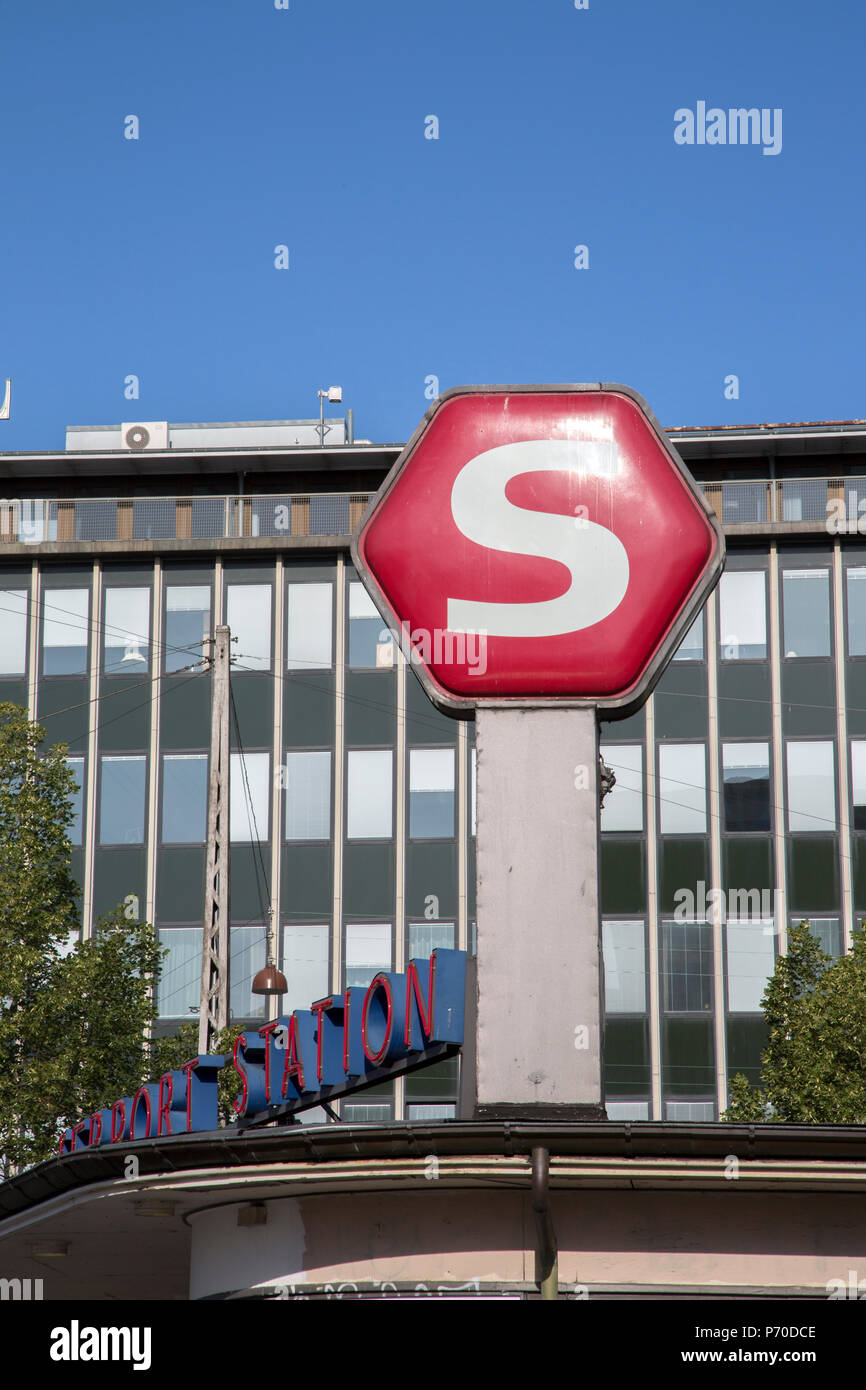 S-bahn Vesterport Railway signent, Copenhague, Danemark Banque D'Images