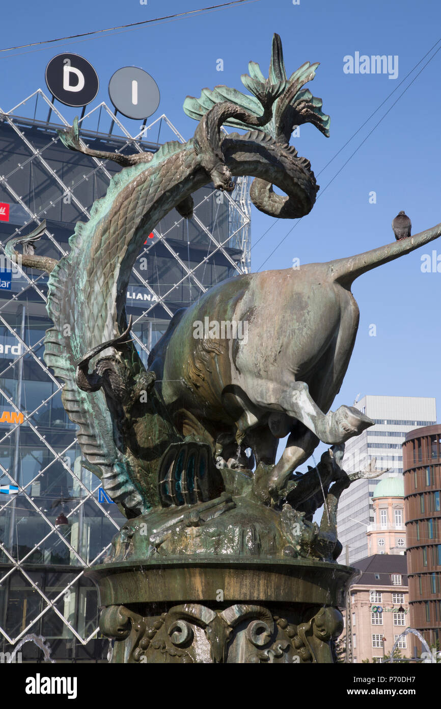 Fontaine Dragon, Copenhague, Danemark Banque D'Images