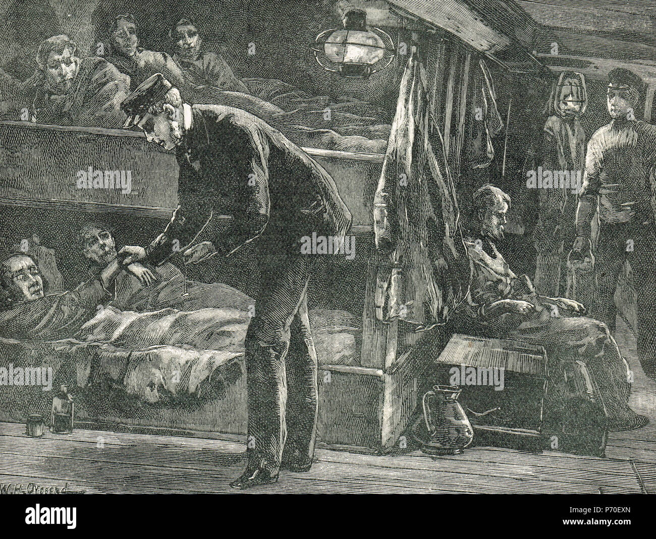 À bord d'un navire d'émigrants irlandais, la famine, la Grande Famine 1845-1849 Banque D'Images