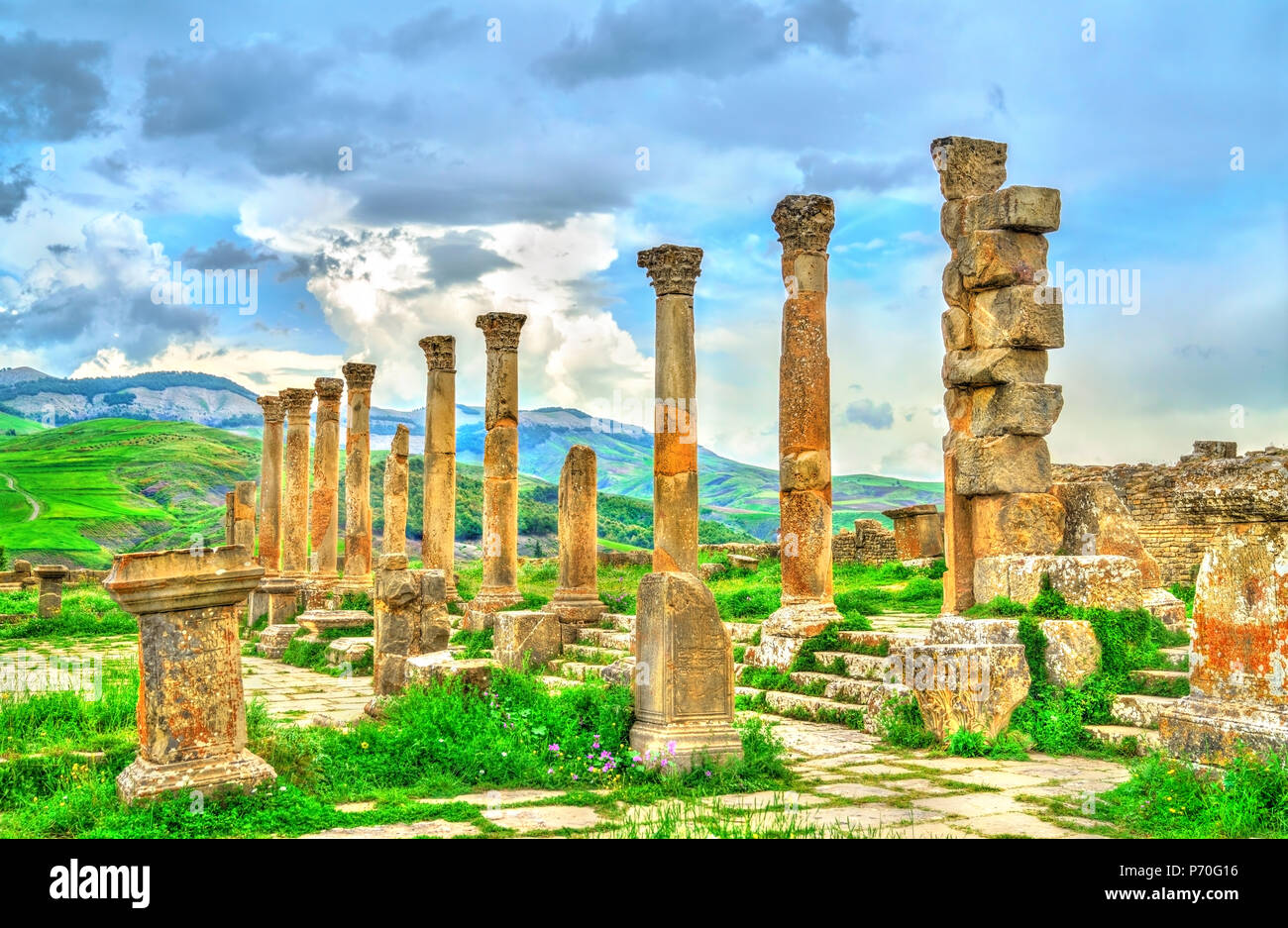Berbero-Roman ruines de Djemila en Algérie Banque D'Images