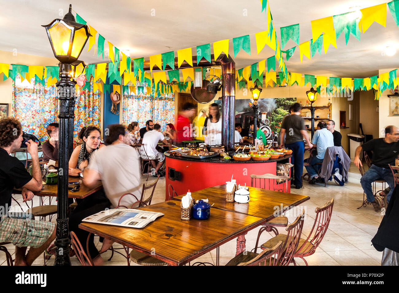 Restaurant brésilien de l'intérieur. Florianópolis, Santa Catarina, Brésil. Banque D'Images